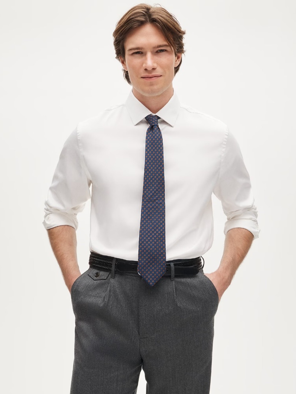 JCREW Sz L Bowery Performance Stretch Dress Shirt Spread Collar White $98 CA351